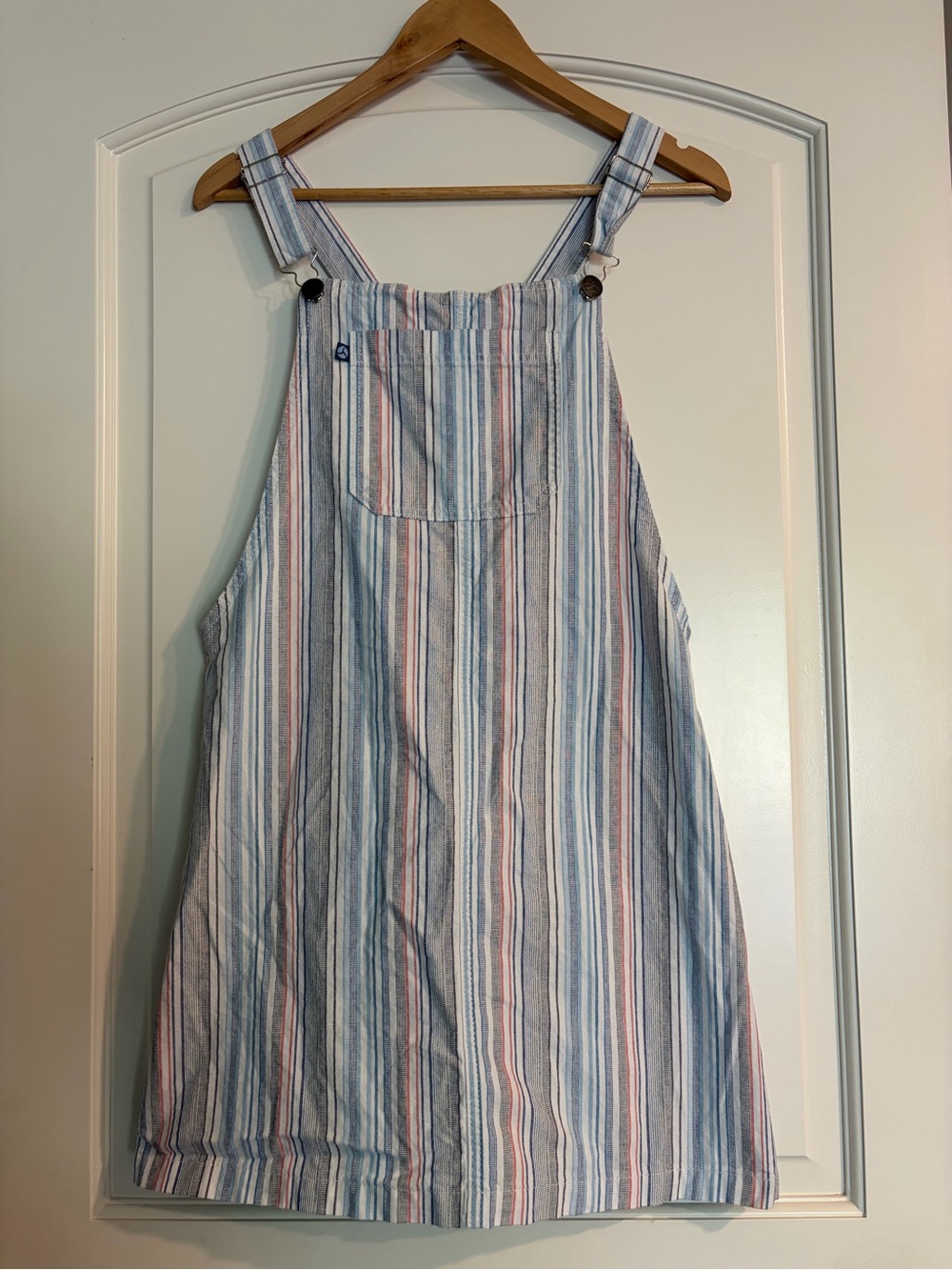 Purnell Women’s Workwear Blue Red Pinstriped Cotton Overall Dress Vintage Size 8